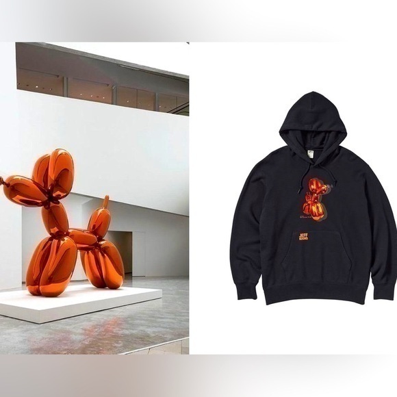 Uniqlo Tops - UNIQLO X JEFF KOONS UT GRAPHIC HOODIE BLACK orange ballon dog unisex size S